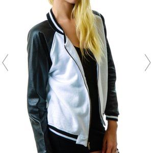 John Eshaya leather wool varsity jacket